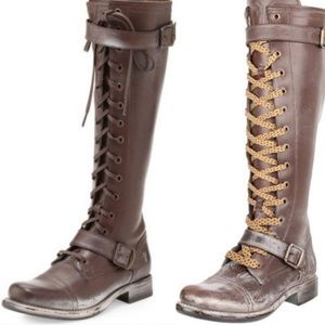 frye jenna cap toe lace up boots